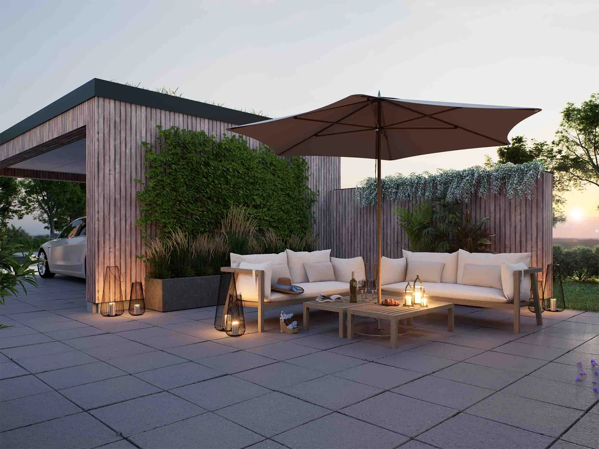 Terrasse og uderum ved moderne bolig